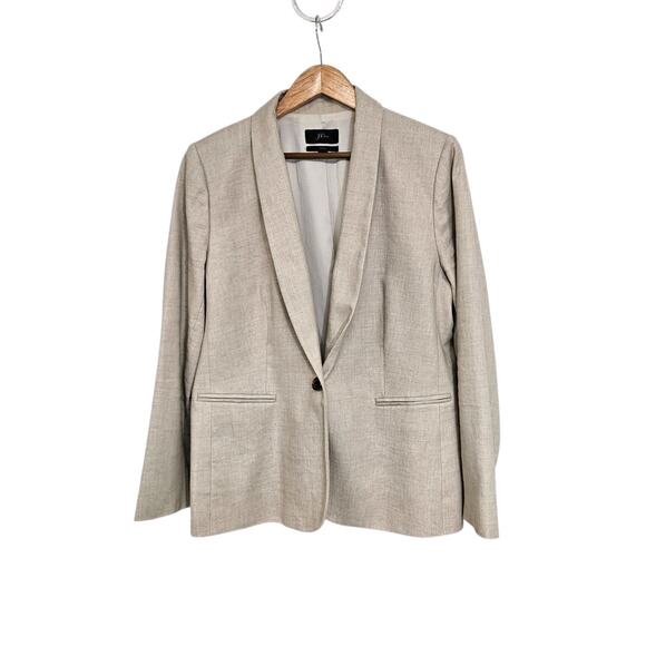 J. Crew Parke Beige Linen Blend One-Button Lined Blazer Jacket Size 16 - Picture 1 of 8